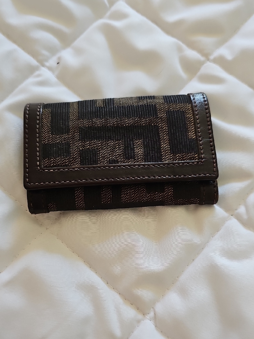 Fendi Brown and Silver Leather Key Holder